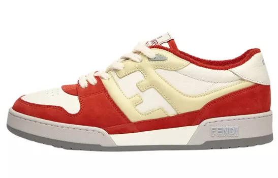 Кроссовки Fendi Match Skate, белый/красный/светло-желтый