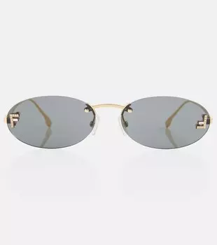 Fendi первые овальные солнцезащитные очки с украшением Fendi, черный