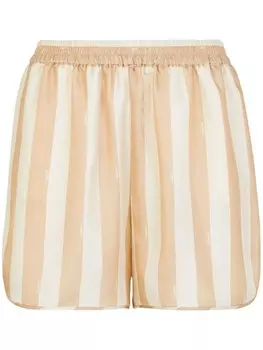 FENDI полосатые шелковые шорты, нейтральный цвет