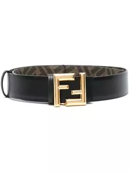 FENDI ремень с пряжкой-логотипом, коричневый