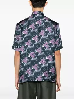 FENDI шелковая рубашка с принтом Fendi Shadow, фиолетовый