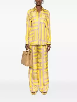 FENDI шелковая рубашка с принтом FF Labyrinth, желтый