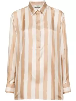 FENDI шелковая рубашка в полоску Pequin, нейтральный цвет