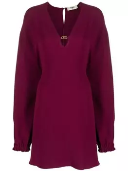 FENDI шелковое платье мини Cady с логотипом, красный