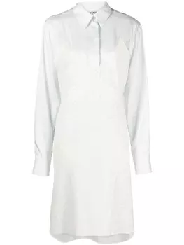 FENDI шелковое платье-рубашка с кружевной отделкой, белый