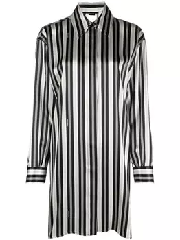 FENDI шелковое платье-рубашка в полоску, черный