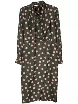 FENDI шелковое платье с принтом, зеленый