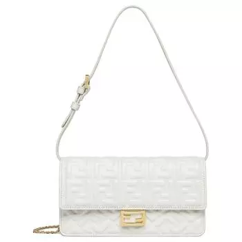 FENDI Сумка Baguette из овчины, женская, белая, через плечо