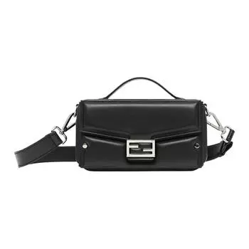 FENDI Сумка Baguette из телячьей кожи, через плечо, мужская, черная