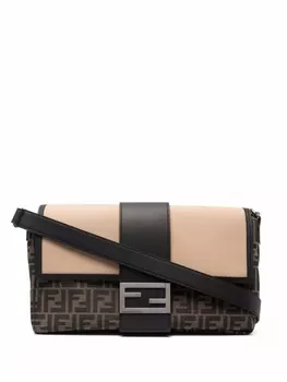FENDI сумка Baguette с логотипом FF, коричневый