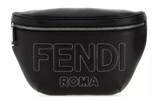 FENDI Сумка через плечо из телячьей кожи, поясная сумка, обычная мужская, черная