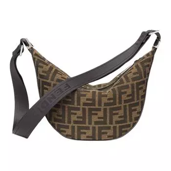 FENDI Сумка через плечо из телячьей кожи с жаккардом, мужская, коричневого цвета