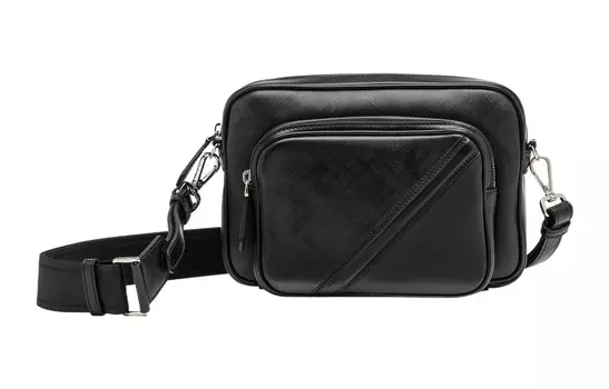 FENDI Сумка для фотоаппарата из телячьей кожи, сумка через плечо, мужская, среднего размера, черная