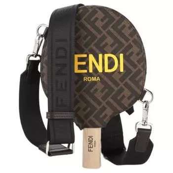FENDI Сумка для настольного тенниса из телячьей кожи, мужская, коричневого цвета