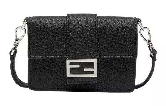 FENDI Сумка-клатч из телячьей кожи Baguette Baguette, черная, мужская, через плечо