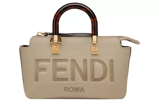 FENDI Сумка-мессенджер Boston из телячьей кожи, сумка через плечо, мини-сумка для женщин, бежево-коричневая