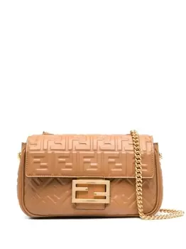 FENDI сумка на плечо Baguette Chain среднего размера, коричневый