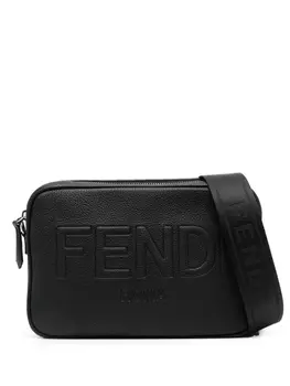 FENDI сумка на плечо с тисненым логотипом, черный