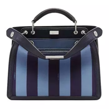 FENDI Сумка Peekaboo ISeeU из телячьей кожи с нейлоном, сумка через плечо, мини-сумка мужская, синяя