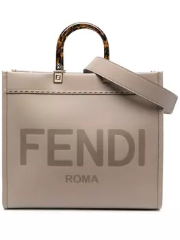 FENDI сумка-шопер с логотипом, нейтральный цвет