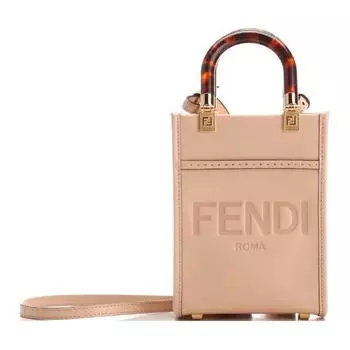 FENDI Сумка-шоппер из телячьей кожи, сумка-шоппер, сумка-солнце, сумка через плечо, мини-сумка через плечо, женская, светло-розовая