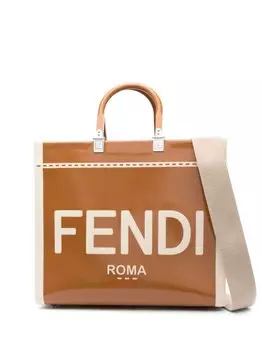 Сумка-тоут FENDI с логотипом, коричневый