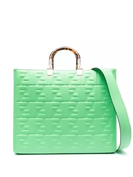 FENDI сумка-тоут с тисненым логотипом FF, зеленый