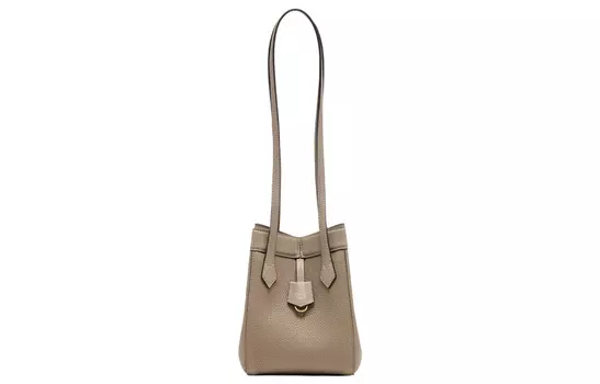 FENDI Сумка-ведро из цельнозерновой телячьей кожи, сумка-мессенджер, женская, мини-сумка через плечо, цвет "голубиный серый"