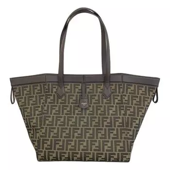 FENDI Сумка-ведро из полиэстера с телячьей кожей, оригами, сумка на одно плечо, среднего размера, женская, коричневого цвета