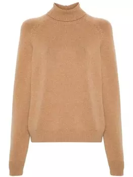 FENDI свитер с вышитым логотипом, коричневый