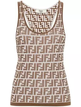 FENDI топ без рукавов с узором FF, белый