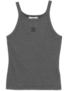 FENDI топ с вышитым логотипом, серый