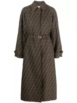 FENDI тренч с логотипом FF, коричневый