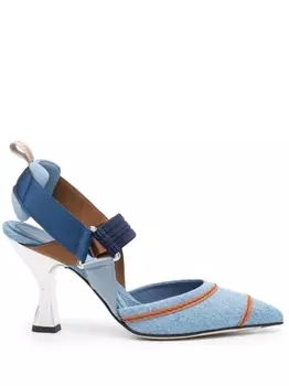 FENDI туфли Colibr 90 с вышитым логотипом, синий