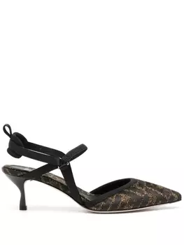 FENDI туфли с ремешком на пятке и монограммой, черный