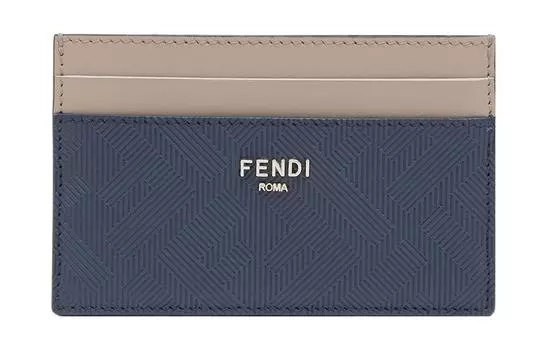 FENDI Визитница из телячьей кожи, мужская, синего и бежевого цветов