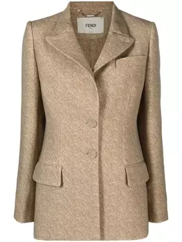 FENDI жакет строгого кроя на пуговицах, коричневый