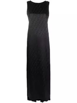 FENDI жаккардовое платье макси из шелка, черный