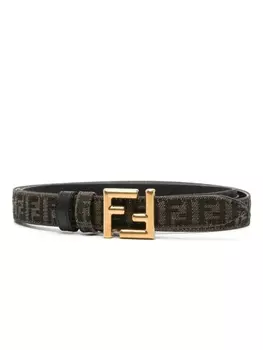 FENDI жаккардовый ремень с логотипом FF, коричневый