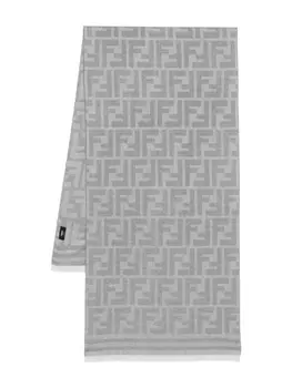 FENDI жаккардовый шарф с логотипом FF, серый