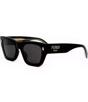FENDI Женские прямоугольные солнцезащитные очки FENDI Roma 53 мм, черный