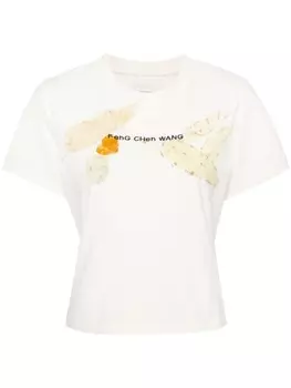 Feng Chen Wang футболка с вышитым логотипом, нейтральный цвет
