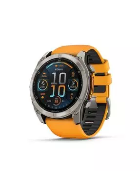 Fenix 8 51mm, Amoled, Sapphire, Bare Graphite Titanium, Spark Orange/Graphite Band Watch Garmin, оранжевый