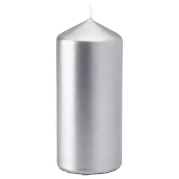 FENOMEN Свеча столовая без запаха, серебро, 45 час. IKEA