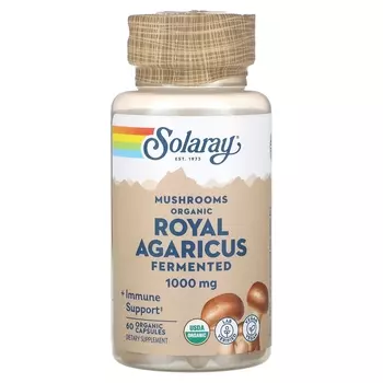 Ферментированные грибы Agaricus Solaray без глютена, 60 капсул