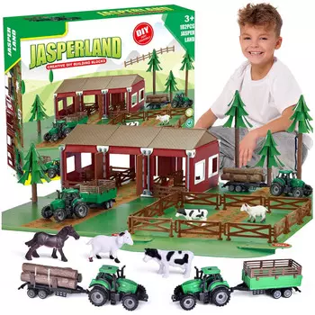 Фермерские животные, трактор, прицеп, фигурки, корова, лошадь, коза Z789 elektrostator