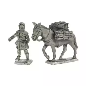 Фермерский ведущий мул со связками дров, Historical Miniatures - Medieval - Citizens (28mm) (Mirliton SG)