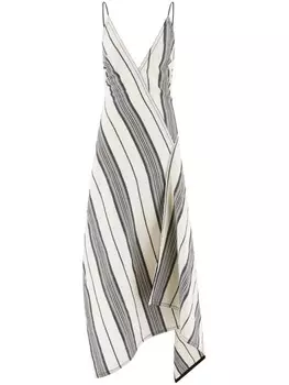 Ferragamo асимметричное полосатое платье, нейтральный цвет
