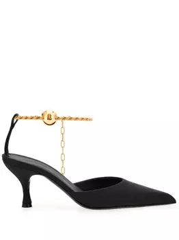 Ferragamo атласные туфли с цепочкой, черный