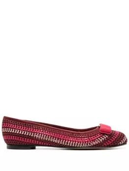 Ferragamo балетки с бантом, красный